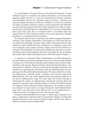 Practical Program Evaluation Theorydriven Evaluation And The Integrated ...
