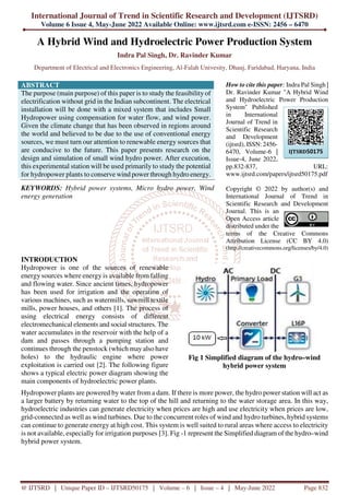 A Hybrid Wind and Hydroelectric Power Production System | PDF
