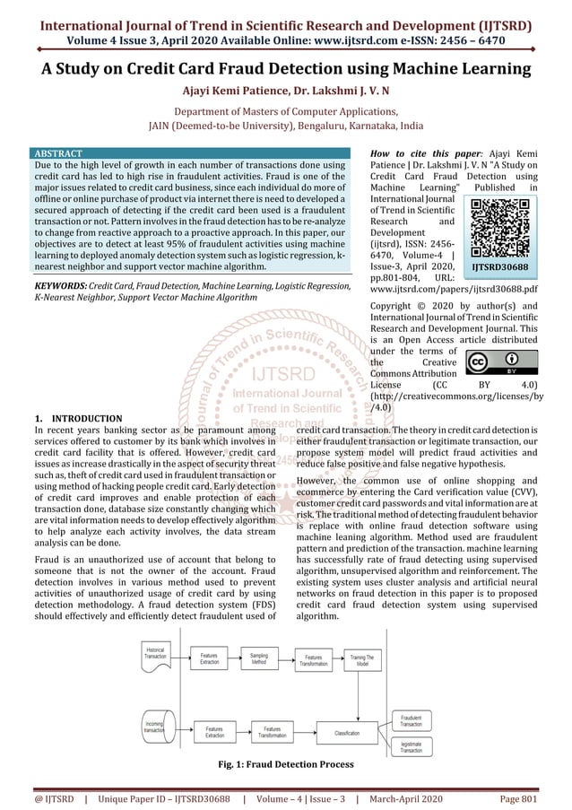 A Study on Credit Card Fraud Detection using Machine Learning | PDF