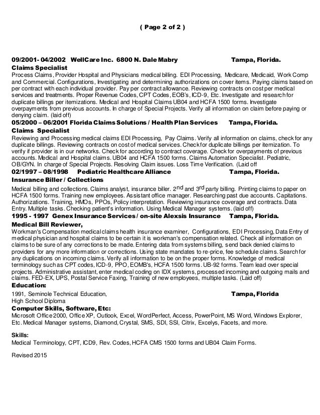 insurance claims resumes hola klonec co