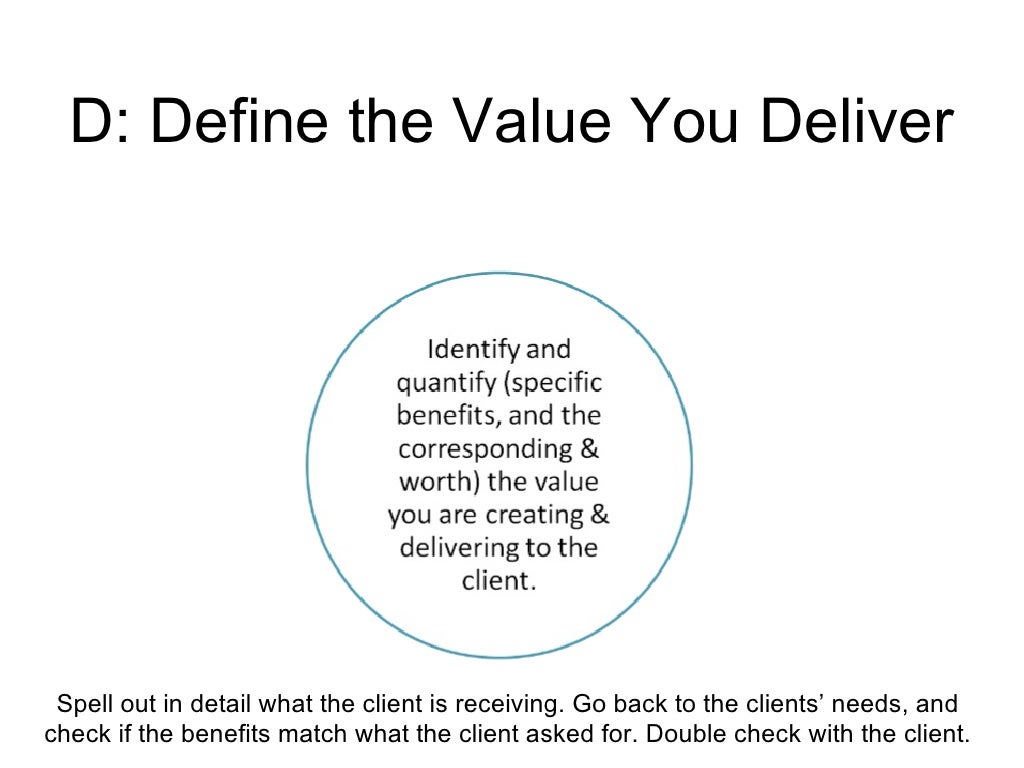 D Define the Value You