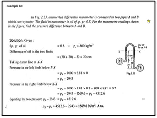 Homework 4 :
120
The right limb of a simple U-tube manometer containing mercury is open to the atmosphere while the
left l...