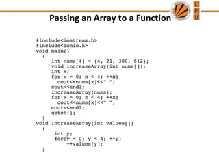 Passing an Array to a Function 
 