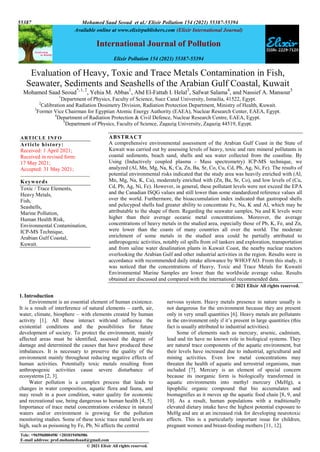 Evaluation of Heavy, Toxic and Trace Metals Contamination in Fish ...