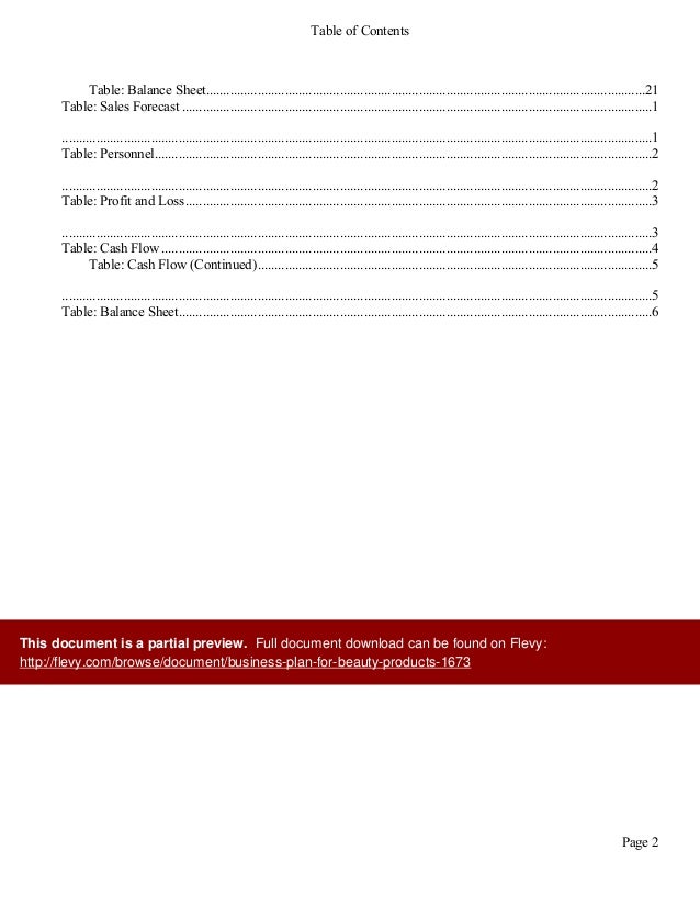 Business plan for beauty products picture