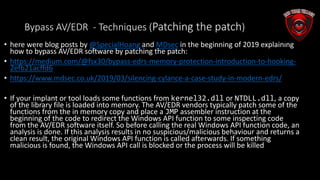 Bypass AV/EDR - Techniques (Patching the patch)
• here were blog posts by @SpecialHoang and MDsec in the beginning of 2019...