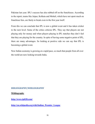 Project Report on IPL - Indian Premier League | DOCX