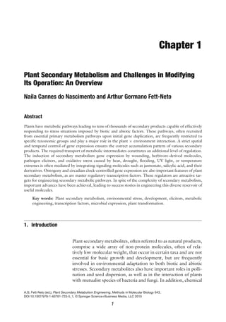 Plant Secondary Metabolism Engineering Methods and Applications Methods ...