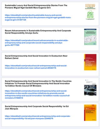 Social Entrepreneurship And Sustainable Development Archana Singh And ...