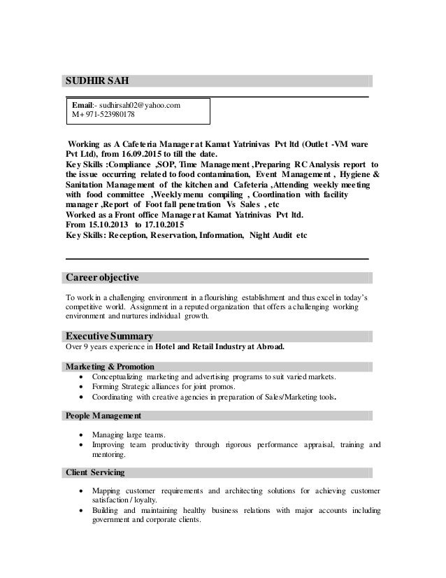 RESUME SUDHIR