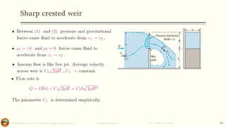 Sharp crested weir
Salahaddin University- Hawler/ College of Engineering. Fluid Mechanics-II By: Hardi A. Siwaily 24
 