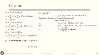 Solution
Salahaddin University- Hawler/ College of Engineering. Fluid Mechanics-II By: Hardi A. Siwaily 31
 