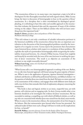 The Resurrection Of Jesus A New Historiographical Approach Michael R ...