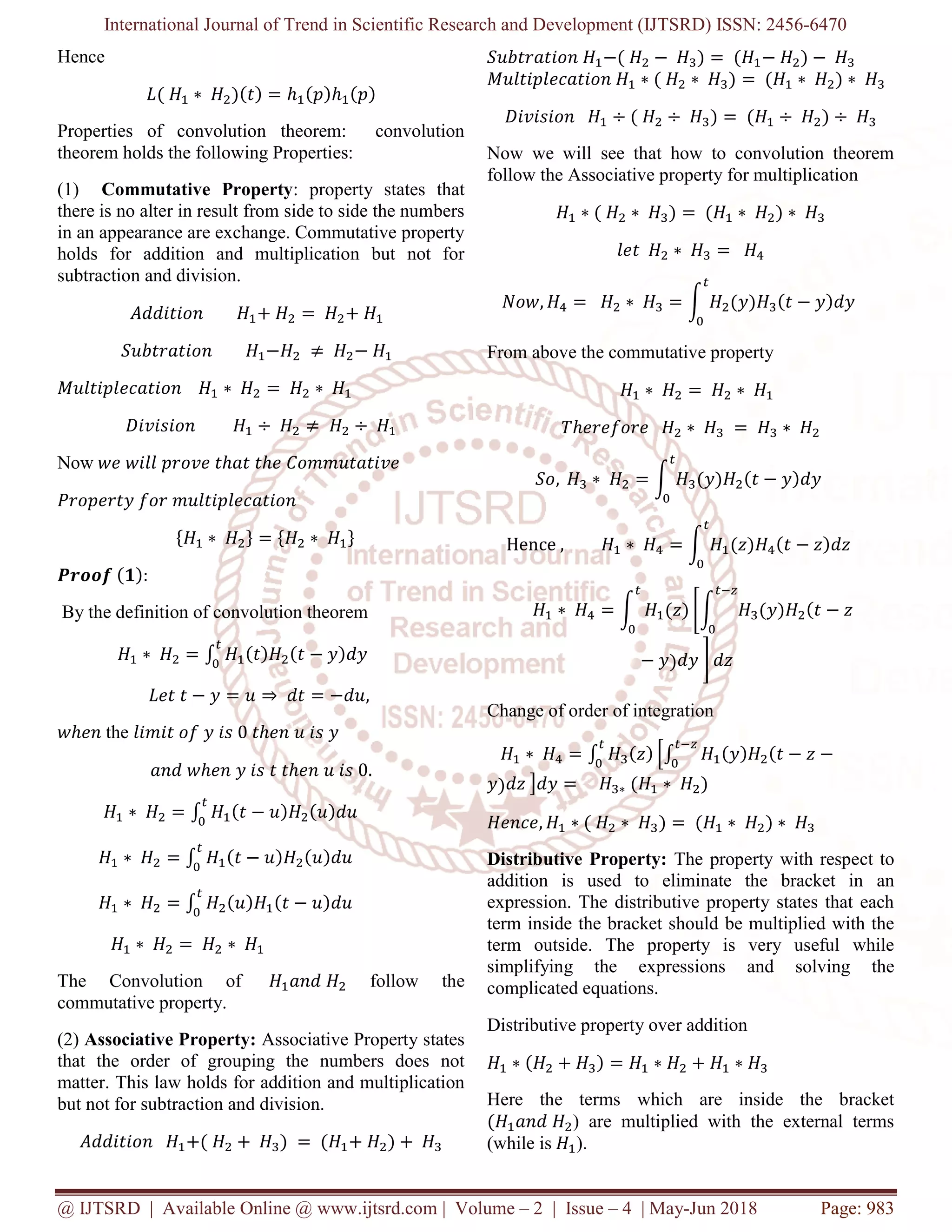 Application Of Convolution Theorem