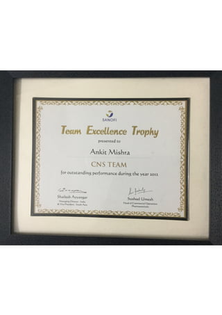 sanofi excellence certificate