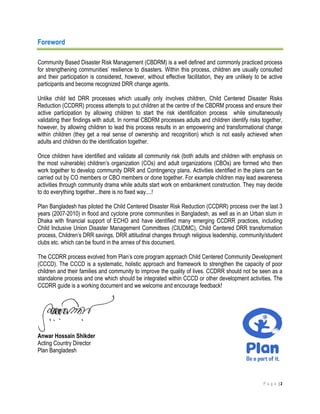 Child Centered Disaster Risk Reduction-CCDRR | PDF