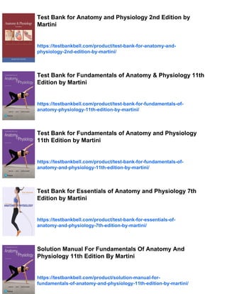 Test Bank for Human Anatomy 9th Edition by Martini | PDF