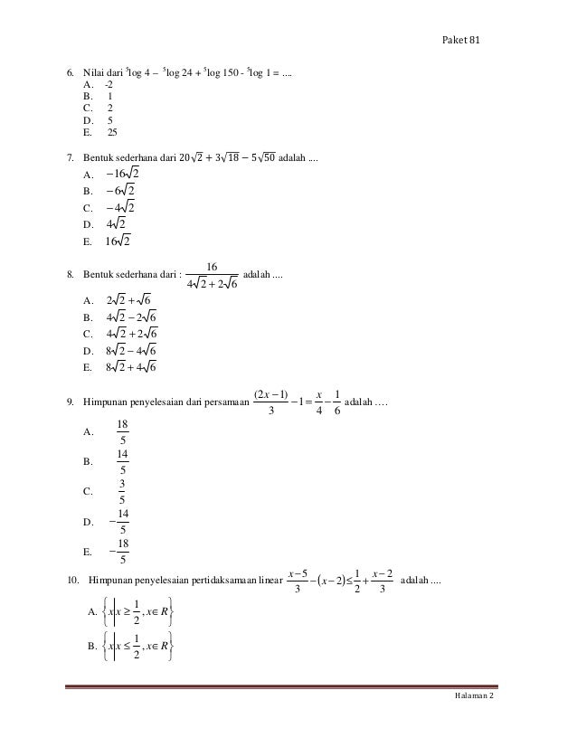 168208790 Soal Try Out Un Matematika Smk Pariwisata Seni Administrasi