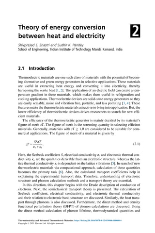 Thermoelectricity And Advanced Thermoelectric Materials Ranjan Kumar | PDF