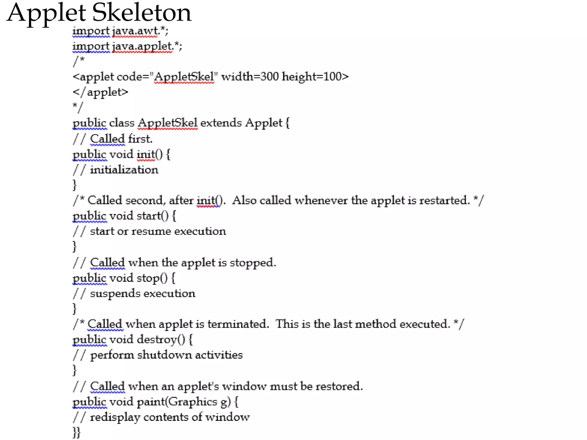 Applet Skeleton
 