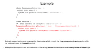 JAVA NESTED CLASS with Some examples . | PPT