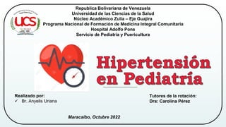 Republica Bolivariana de Venezuela
Universidad de las Ciencias de la Salud
Núcleo Académico Zulia – Eje Guajira
Programa Nacional de Formación de Medicina Integral Comunitaria
Hospital Adolfo Pons
Servicio de Pediatría y Puericultura
Maracaibo, Octubre 2022
Realizado por:
 Br. Anyelis Uriana
Tutores de la rotación:
Dra: Carolina Pérez
 