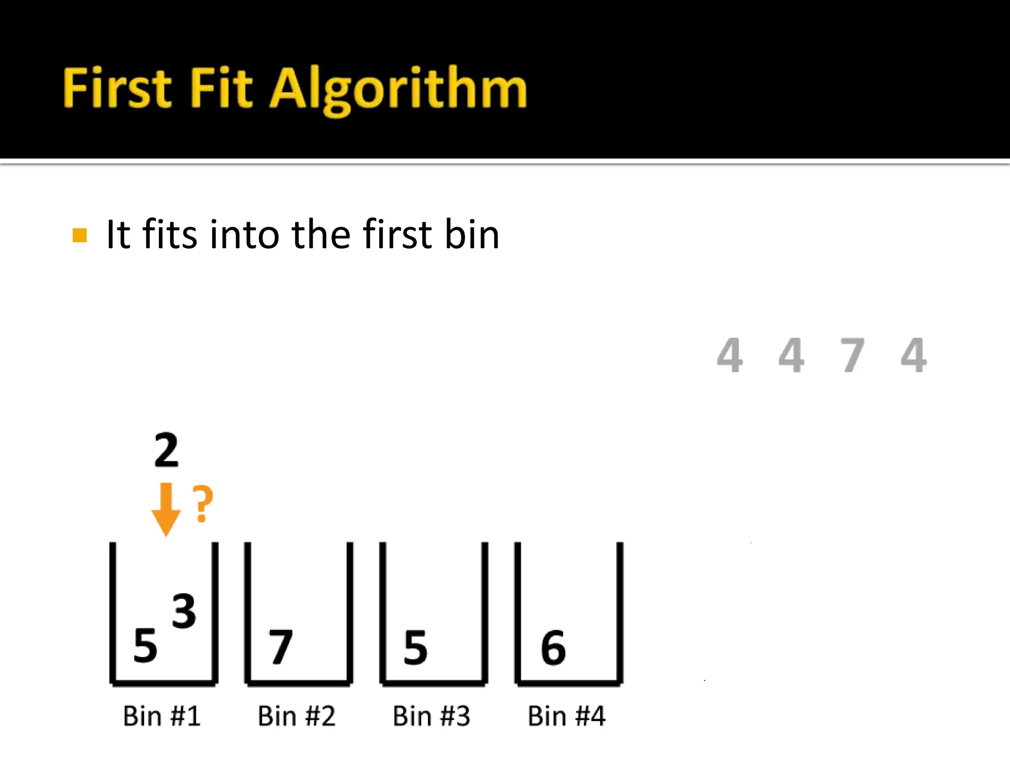  It fits into the first bin
 