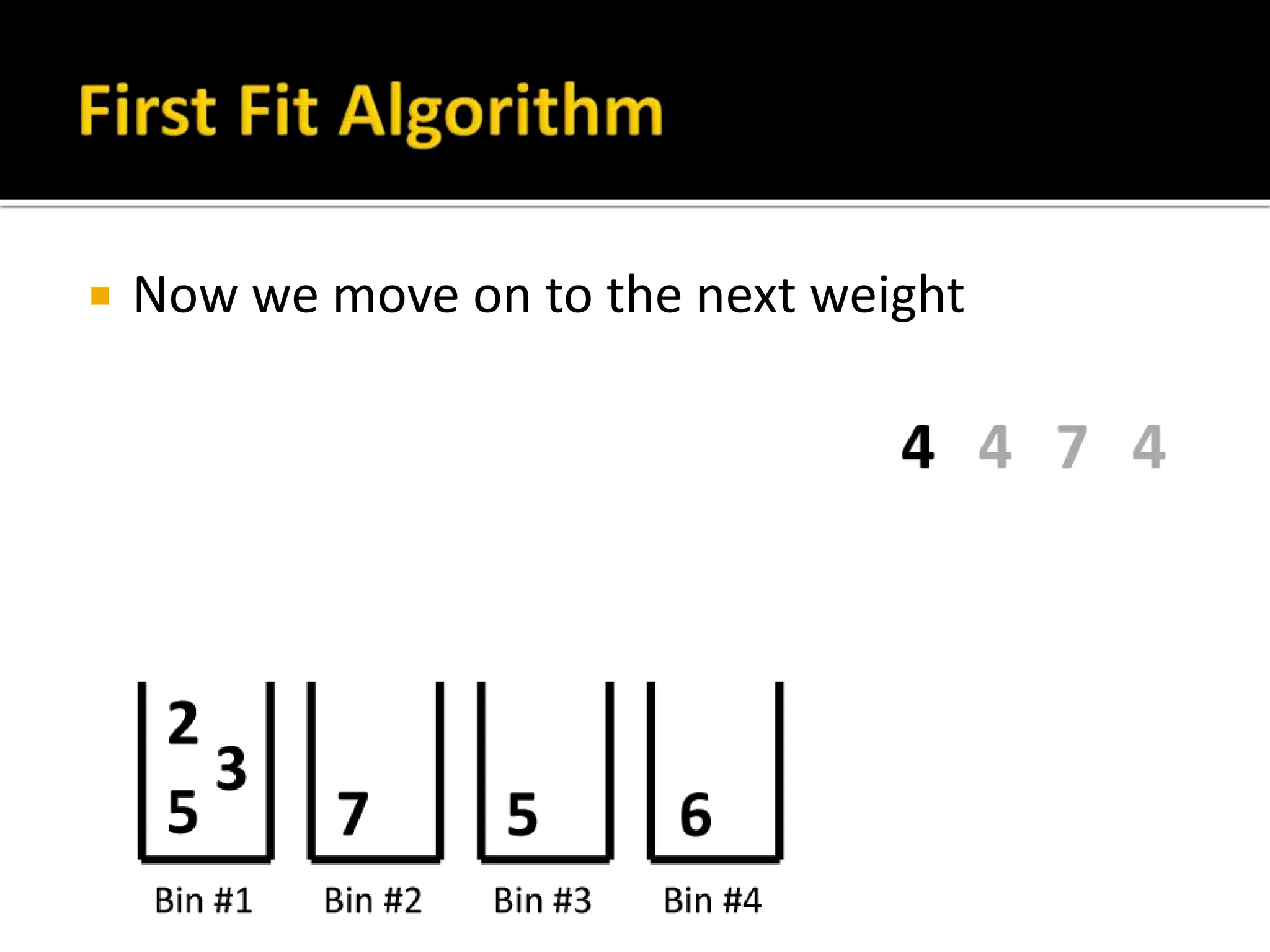  Now we move on to the next weight
 