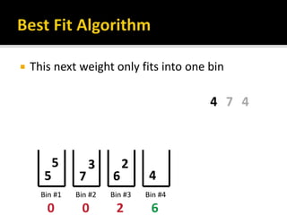 This next weight only fits into one bin
 