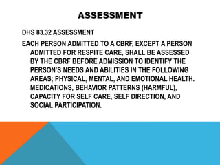 CBRF NEEDS ASSESSMENT | PPTX