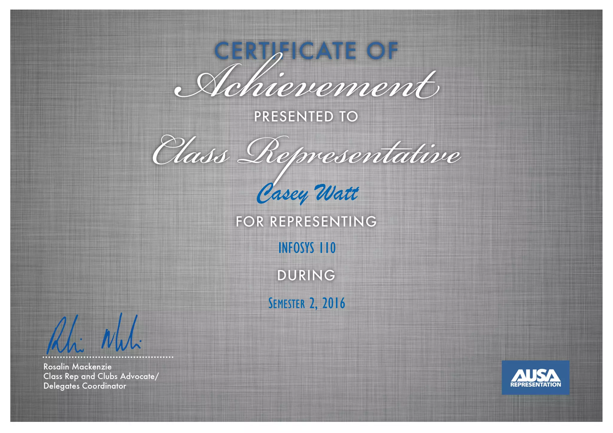 Class Rep Certificate | PDF