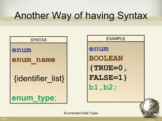Enumerated data types in C | PPT