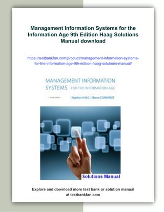 Management Information Systems for the Information Age 9th Edition Haag ...