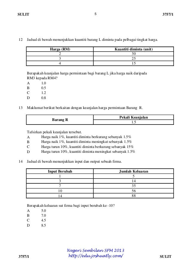 Set Soalan Ekonomi Trial Spm 2019 Kelantan - Kecemasan g