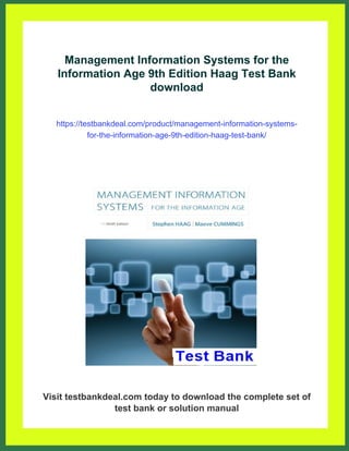 Management Information Systems for the Information Age 9th Edition Haag ...
