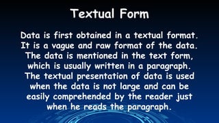 Textual Form Method Example Data Presentation Methods - Basic Statistics | PPTX
