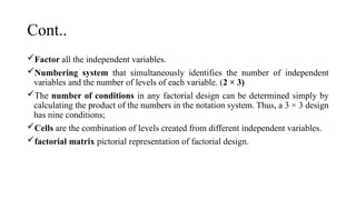 Comprehensive Overview of Factorial Design in Experimental Research | PPTX