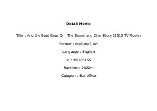 Watch And The Beat Goes On The Sonny And Cher Story 10 Tv Movie