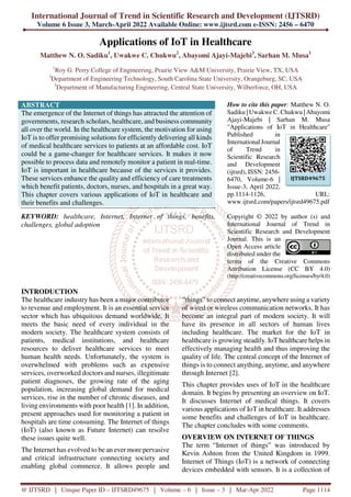Applications of IoT in Healthcare | PDF