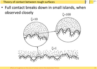 Theory of contact between rough surfaces
• Full contact breaks down in small islands, when
observed closely
Effects of roughness on the area of contact and on the elastostatic friction 25
 