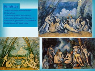 Banyistes   En el últims anys realitza la sèrie Els   banyistes .  En aquests quadres mostra una progressiva abstracció mi...