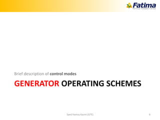 GENERATOR OPERATING SCHEMES
Brief description of control modes
Syed Hamza Kazmi (GTE) 6
 