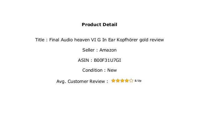 Final Audio Heaven Vi G In Ear Kopfh Rer Gold Review Final Audio Heaven Vi G In Ear Kopfh Rer Gold Review
