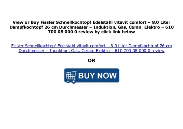 Fissler Schnellkochtopf Edelstahl vitavit comfort Ceran 610-700-08-000//0 Induktion Elektro Gas 8.0 Liter Dampfkochtopf 26 cm Durchmesser
