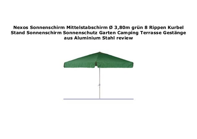 Nexos Sonnenschirm Mittelstabschirm 3 80m Gr N 8 Rippen Kurbel Stan