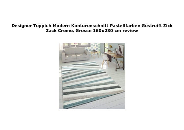 Designer Teppich Modern Konturenschnitt Pastellfarben Gestreift Zick