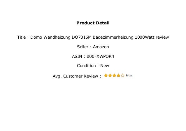 Domo Wandheizung DO7316M Badezimmerheizung 1000Watt
