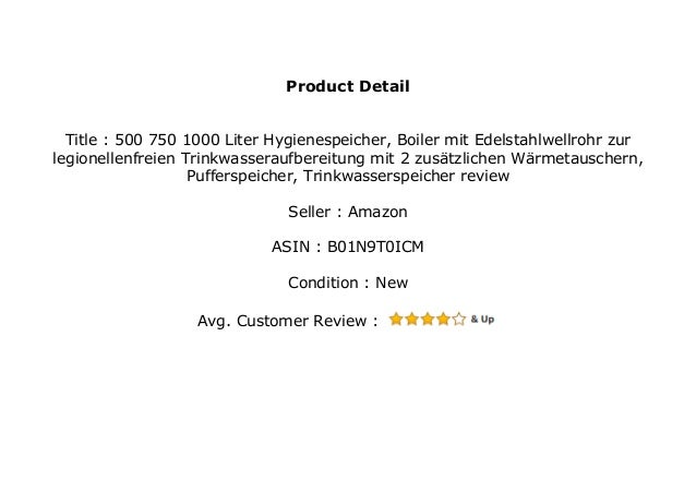 500 750 1000 Liter Hygienespeicher Boiler mit Edelstahlwellrohr zur legionellenfreien Trinkwasseraufbereitung mit 2 zus/ätzlichen W/ärmetauschern Pufferspeicher Trinkwasserspeicher