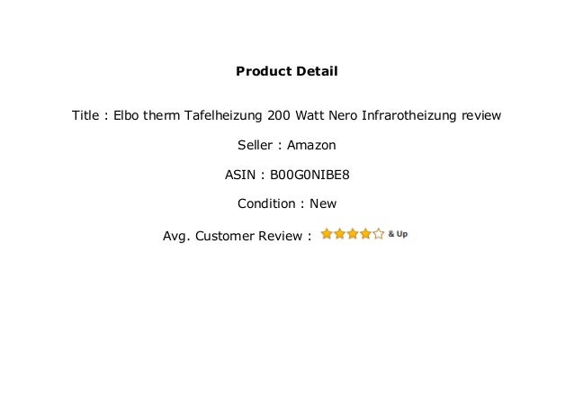 Elbo Therm Tafelheizung 200 Watt Nero Infrarotheizung Review