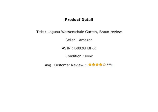 Laguna Wasserschale Garten Braun Review